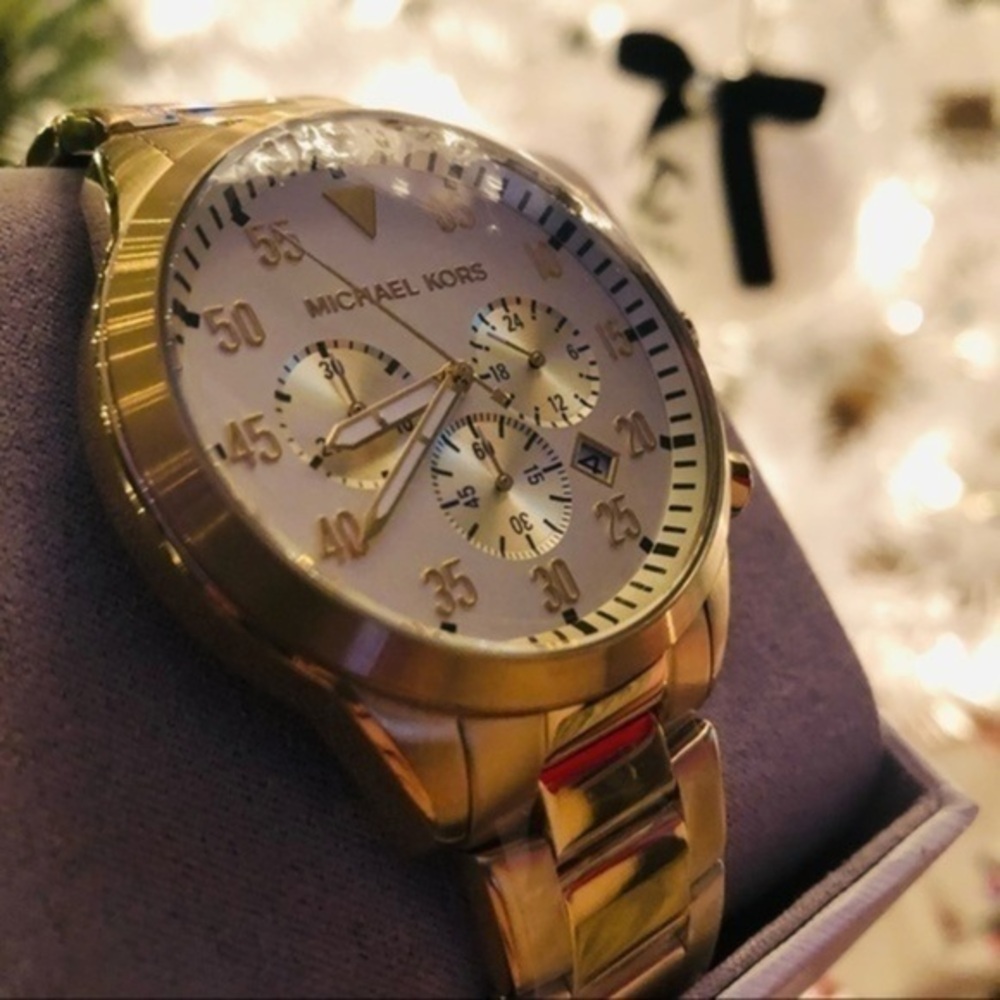 Michael Kors Gold Chronograph Stainless Steel Watch 45mm NWT